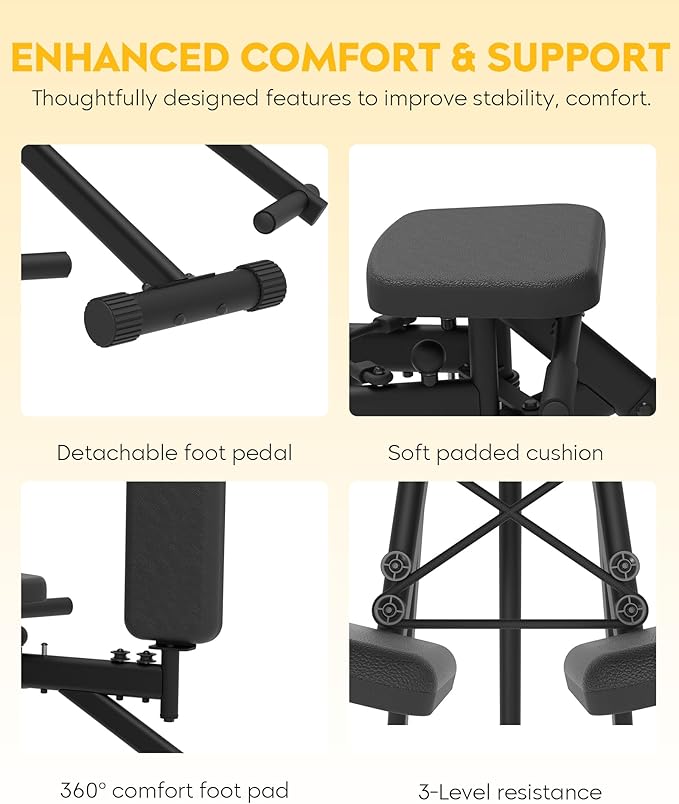 GuuG Hip Abductor Abduction Machine: Thigh Glute Workout Equipment Outer Thigh Sculpting Booty Builder Women Exercise Back Stretch Home Gym