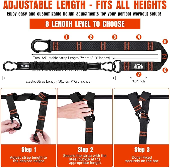 Pull Up Assistance Bands, 300lbs Heavy Duty Resistance Bands for Pull Ups with Adjustable Height, Fabric Feet Rest & Knee Support, Strength Training Pull Up Bar Assist Bands for Home Gym Workouts