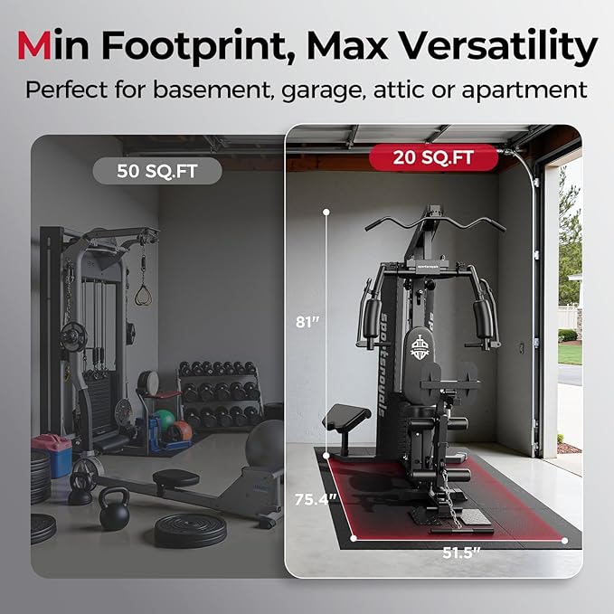 Sportsroyals Home Gym Equipment, 150LBS Weight Stack, Full Body Workout Machine with Pulley System for Strength Training