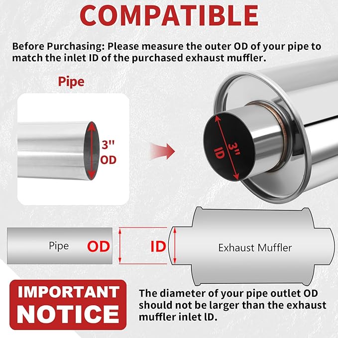 LCGP 3" Ultra Quiet Resonator, 3'' Inlet & Outlet 14" Overall Length Universal Muffler, 304 Stainless Steel vibrant performance resonator 3", Oval Muffler Shape, Silver