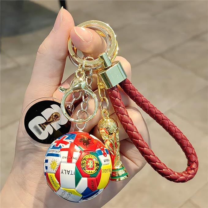Soccer Keychain 2026 World Cup Design Soccer Ball Keychain with National Flags