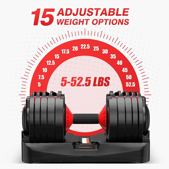 Adjustable Dumbbells Set of 2, Durable Weights Dumbbells Set, 10 in 1/15 in1 Weights Set with Anti-Slip Grip, Fast Adjust Gym Equipment Space Saving for Home Strength Training