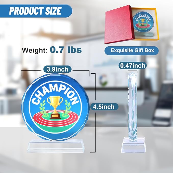 Crystal Trophy Award for Kids & Adult, Champion Football Baseball Soccer Basketball Sports Winner Trophies, Award Trophy for Sports Championships Tournaments Award Competitions Rewards Prizes