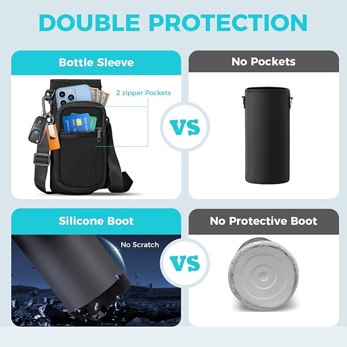 32 oz Insulated Water Bottle with Straw - Chug Lid, (Cold 48h, Hot 24h) Stainless Steel Flask with Paracord Handle, Storage Pouch with Strap, Metal Thermo for School Travel Sports Gym Women