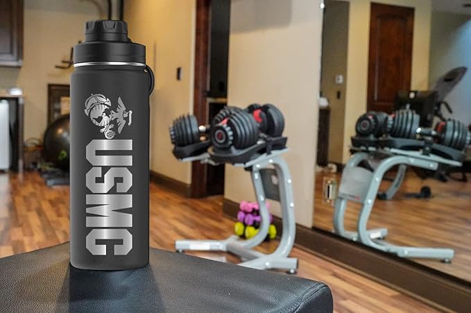 USMC 20oz Water Bottle | Marine Corps Double Wall Vacuum Insulated Stainless Steel | Disabled Vet Owned Business | USMC 20oz Water Bottle
