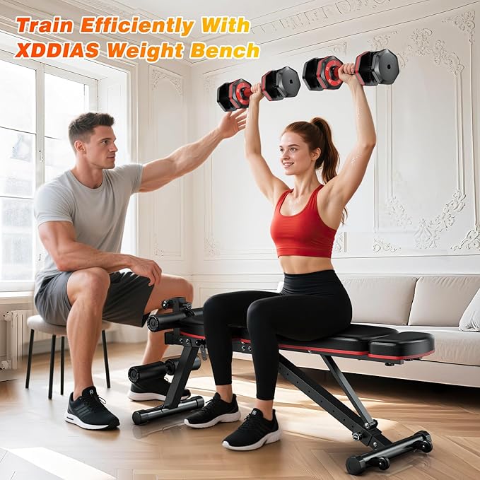 XDDIAS Adjustable Dumbbell Set of 2, 25/55/80LB Dumbbell Set-Fast Adjust Weights Set, 5/10/16 in 1 Free Weights Dumbbells Set with Anti-Slip Metal Handle, Compact Size for Men/Women Home Gym Equipment