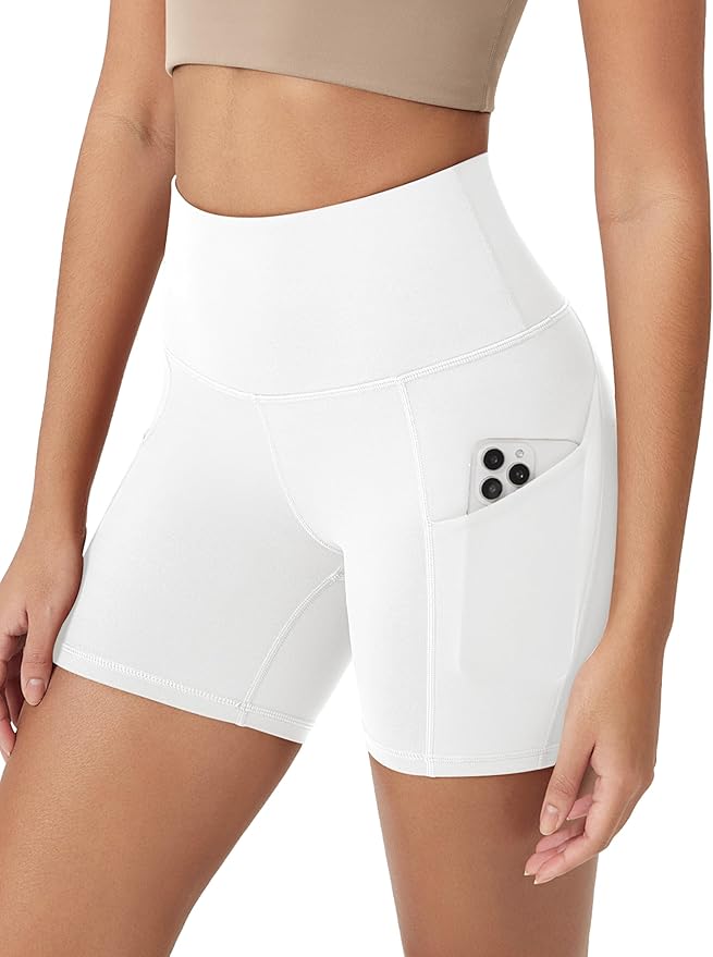 ODODOS Women's Tummy Control Biker Shorts 2.0 with Pockets High Waist Athletic Workout Yoga Shorts-3.5''/ 5"/ 8" / 10" Inseam