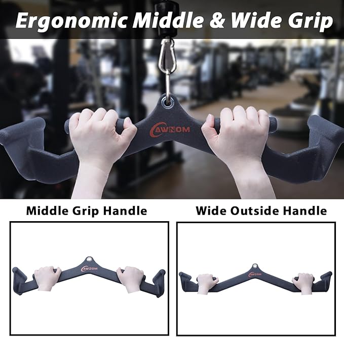 LAT Pulldown Attachments for Cable Machines, Cable Machine Attachments for Home Gym T Bar V Bar LAT Pulldown Machines Attachments, Back Tricep Bar Strength Training Handle Grip