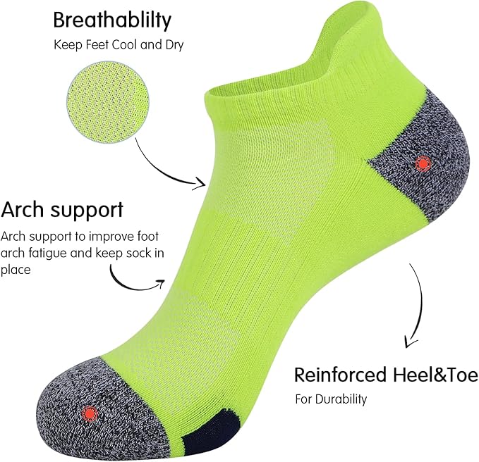 JOYNÉE Mens Ankle Athletic Low Cut Socks Running Sports Cushioned Sock for Men 6 Pack