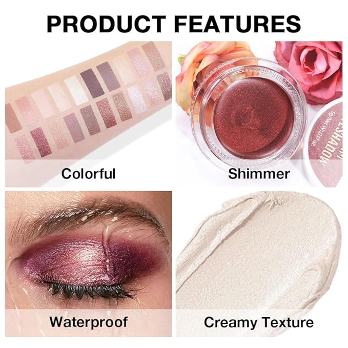 Cream Glitter Brulee Shimmer Metallic Eyeshadow Palette Makeup, Natural Single Mini Instant Holographic Eyeshadow For Older Women, Sombras Crema Para Ojos, Talc, Paraben & Cruelty Free, 705