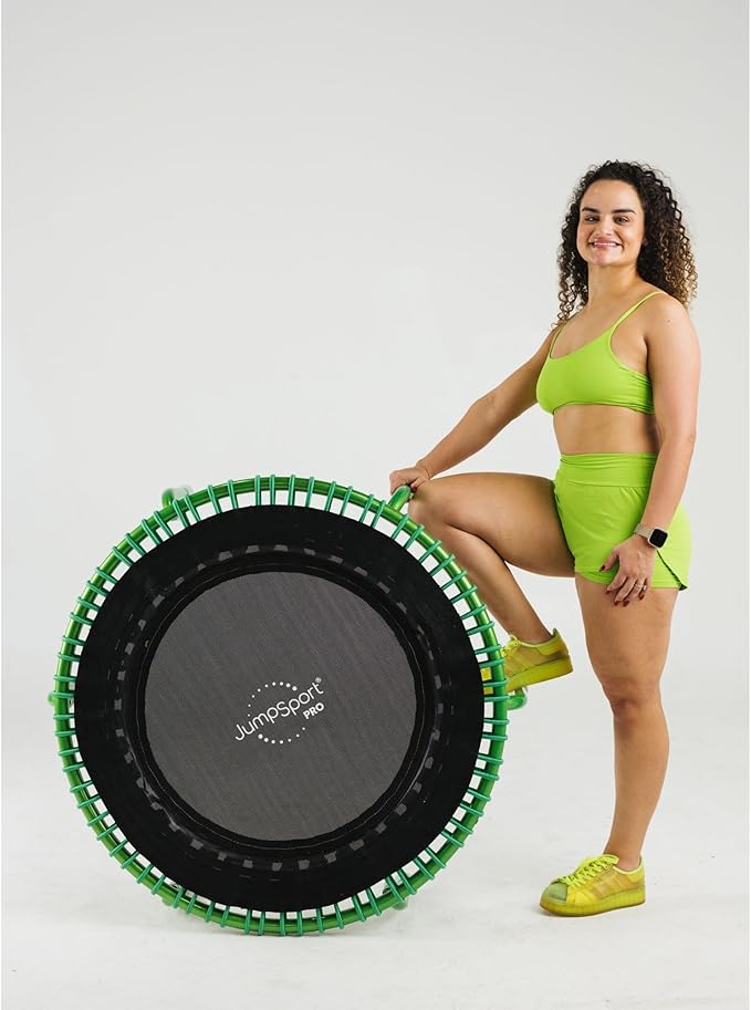 JumpSport 350 PRO Fitness Trampoline, Cardio Workout, No-Tip Arched Legs Home Gym Equipment, Adjustable Bungees & 60 Day Trial Video
