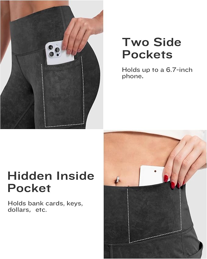 ATHVOTAR Biker Shorts Women with Pockets - 3"/5"/8" High Waisted Workout Spandex Tummy Control Gym Running Yoga Shorts