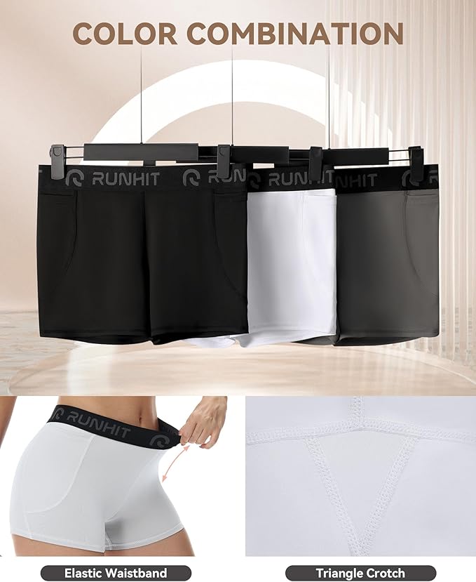 Runhit 3" Volleyball Shorts Womens 3 Pack Compression Shorts for Women Spandex Shorts Women Workout Athletic Yoga Gym