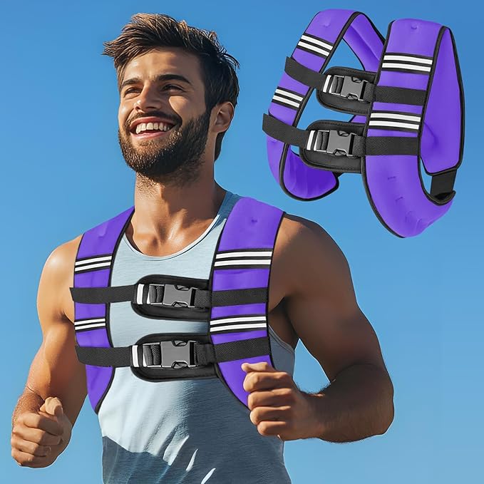 Zikopomi Weighted Vest Woman Man, 6lb/8lb/12lb/16lb/20lb/25lb/30lb Weight Vest with Reflective Stripes for Workout, Strength Training, Running, Fitness, Muscle Building, Weight Loss, Rucking Vest