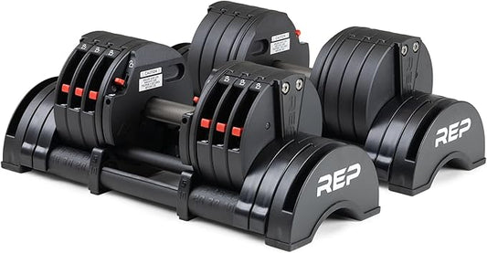 Rep Fitness Quickdraw Adjustable Dumbbells, Multiple weight ranges available including: 5-30, 5-40,5-50 and 5-60 lbs