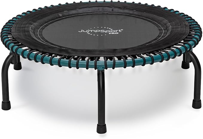 JumpSport 350 PRO Fitness Trampoline, Cardio Workout, No-Tip Arched Legs Home Gym Equipment, Adjustable Bungees & 60 Day Trial Video