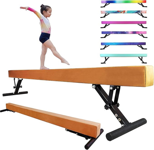 Adjustable Balance Beam for Kids, 8FT Gymnastics Beam with Anti-Slip Legs, High and Low Floor Beam for All Gymnastics Levels, Professional Gymnastic Equipment for Home, Gym Center