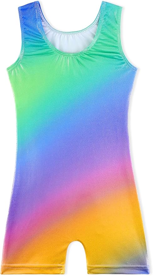 Leotards for Girls Gymnastics Toddler Dance Biketards Mermaid Unicorn Athletic Dance Wear Shiny Rainbow Blue Hotpink