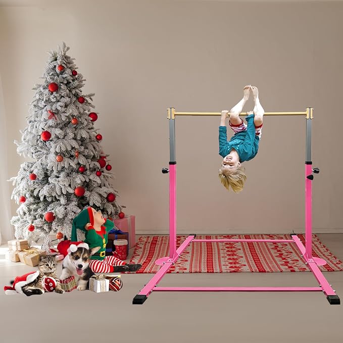 GLANT Gymnastic Kip Bar,Horizontal Bar for Kids Girls Junior,3' to 5' Adjustable Height,Home Gym Equipment,Ideal for Indoor and Home Training,1-4 Levels,300lbs Weight Capacity