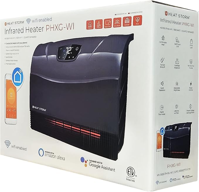 NEW Touch Screen - 1500 Watt ~ Infrared Space Heater ~ Wall Mounted ~ Wifi Enabled Grey with WIFI