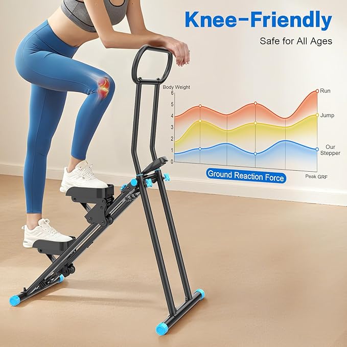HXD-ERGO Stair Stepper for Home, New Version 6 Adjustable Resistance Vertical Climber Cardio Exercise Machine, Folding Stair Climber for Full Body Workout with Adjustable Handlebar for Women & Men