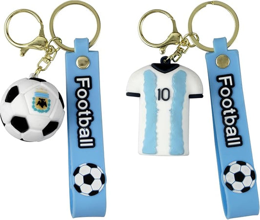 2 Pcs Soccer Football Keychains, Cute Soccer Ball Keyring for keys, backpack, or sports bag,3D Silicone Global Iconic Jersey Soccer Key Chain,Gift Souvenirs for Fans