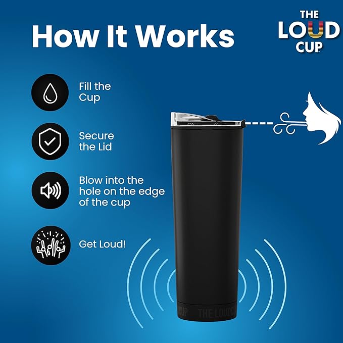 The LoudCup Reusable Water Bottle – 2-in-1 Travel Tumbler & Noisemaker – BPA-Free, Blow Horn & Cup with Slide Lid – Perfect for Sports Events, Game Day, Tailgating & Parties