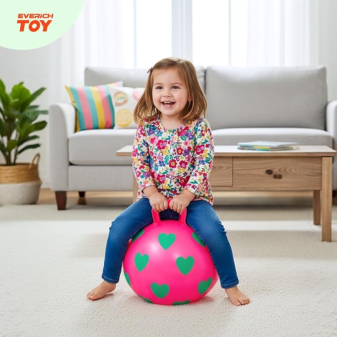 EVERICH TOY Hopper Ball,15In Sit On Bouncy Balls with Handle, Purple Heart Girls Toys for Indoor Outdoor Active Play Toys, Inflatable Christmas Hopping Toy for Girls Boys Gifts 3 4 5 6 Yr Old