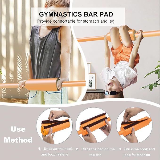 Expandable Gymnastics Bar for Kids, Adjustable Height Junior Training Kip Bar, Folding Gymnastic Horizontal Bars Monkey Bar, Home Gym Equipment for Kid Gymnasts, Child, Girl, Boy