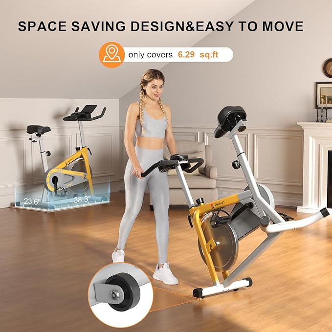 Exercise Bikes for Home,Indoor Cycling Bike with Adjustable Magnetic,Brake Pad Resistance Silent Belt Drive,330lbs Weight Capacity &Upgraded Version Seat for Home Cardio&Weight Loss