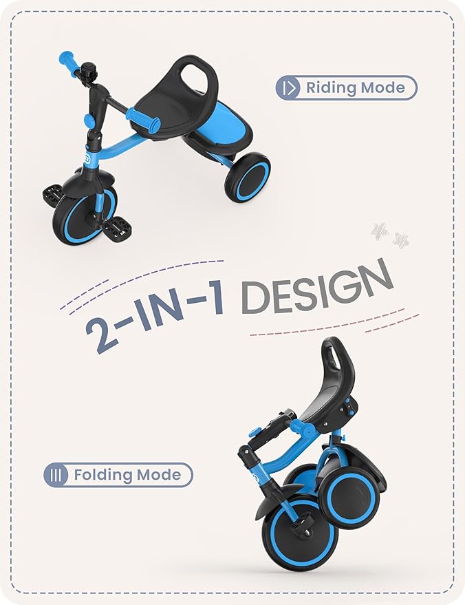 besrey Kids Tricycles Age 18 Month to 5 Years, Toddler Tricycle Kids Trikes Tricycle, Gift Toddler Tricycles for 2-5 Year Olds, Gift & Toys for Boy & Girl, Trikes for Toddlers, Light Blue