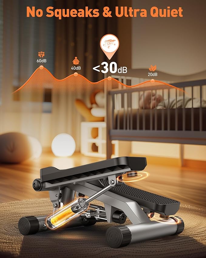 Sportsroyals Stair Stepper,Twist/Mini Stepper for Exercise at Home,Step Machine with Resistance Bands for Full Body Workout, 350lbs+ Capacity