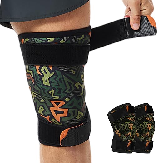 Knee Brace (1 Pair) Adjustable Strap 7mm Neoprene Knee Compression Sleeve Knee Support for Men Women for Training & Fitness, Weightlifting, Sage Apricot X-Large