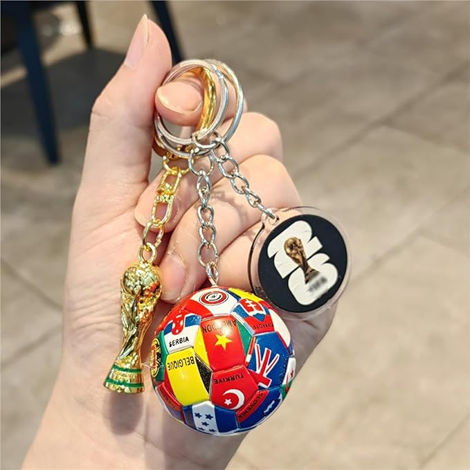 Soccer Keychain 2026 World Cup Design Soccer Ball Keychain with National Flags
