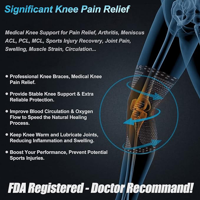 NEENCA Knee Braces for Knee Pain Relief, Compression Knee Sleeves with Patella Gel Pad & Side Stabilizers, Knee Support for Weightlifting, Running, Workout, Arthritis, Meniscus Tear, Men Women. ACE-53