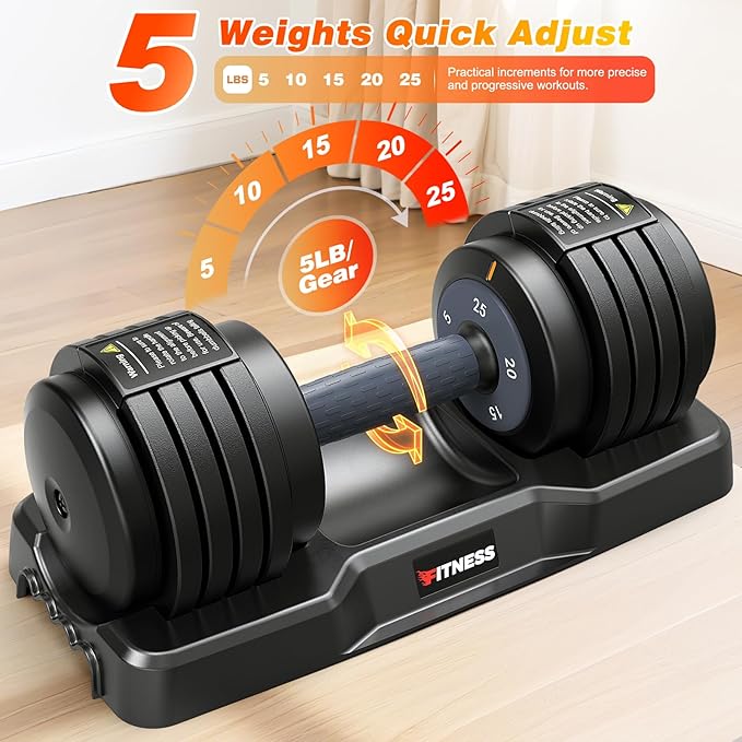 XDDIAS Adjustable Dumbbell Set of 2, 25/55/80LB Dumbbell Set-Fast Adjust Weights Set, 5/10/16 in 1 Free Weights Dumbbells Set with Anti-Slip Metal Handle, Compact Size for Men/Women Home Gym Equipment