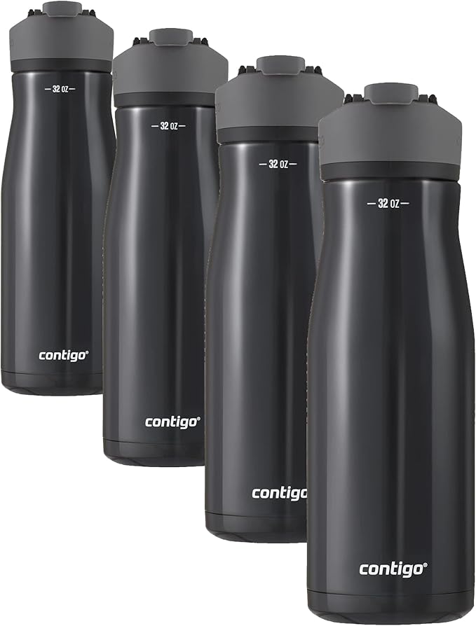 Contigo AUTOSEAL Water Bottle, 32oz | Licorice | For Outdoor Activities | Pack of 4