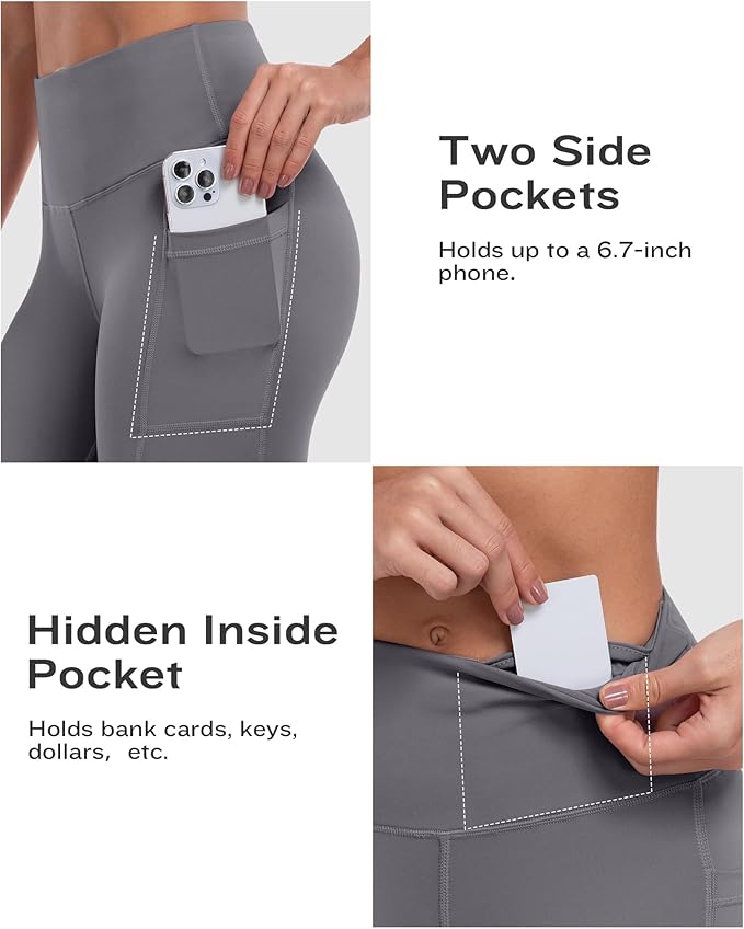 ATHVOTAR Biker Shorts Women with Pockets - 3"/5"/8" High Waisted Workout Spandex Tummy Control Gym Running Yoga Shorts