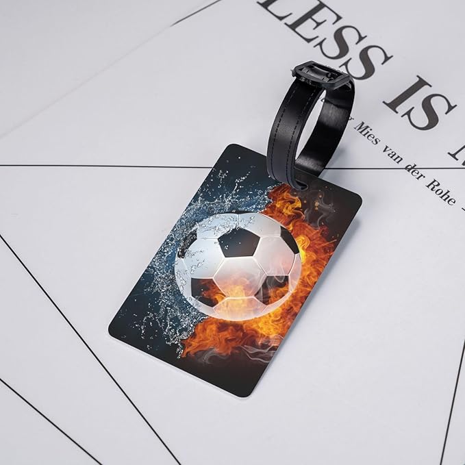 Kids Soccer Backpack Tag for Suitcases Sports Luggage Tags for Boys, Cute Small ID Identifier Labels with Adjustable Strap for Teens Adults Women Men Travel Bag, 1 Pc