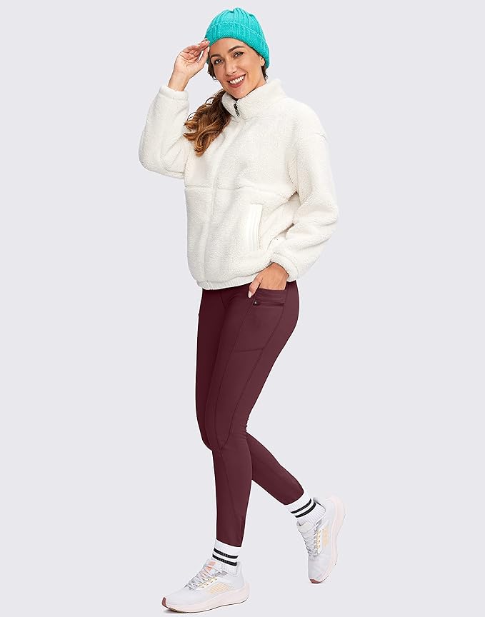G Gradual Women's Fleece Lined Winter Leggings with Pockets Water Resistant High Waisted Thermal Warm Pants Running Hiking