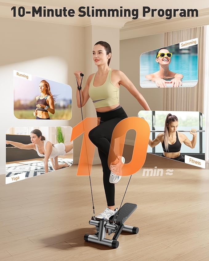 Sportsroyals Stair Stepper,Twist/Mini Stepper for Exercise at Home,Step Machine with Resistance Bands for Full Body Workout, 350lbs+ Capacity