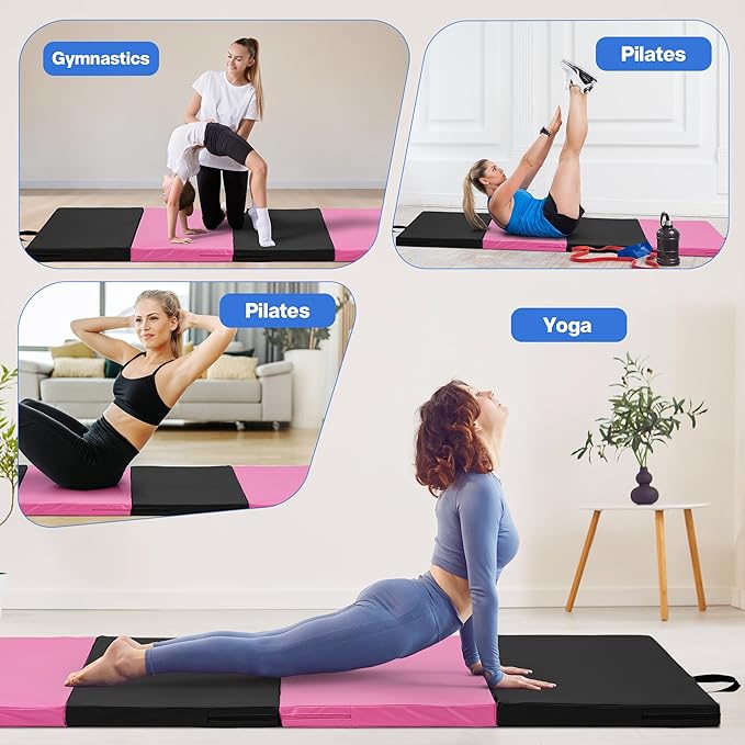 Outdoor Basic 6'x3'x2" Gymnastics Tumbling Mats Folding Panel Thick Gym Exercise Mat for Home