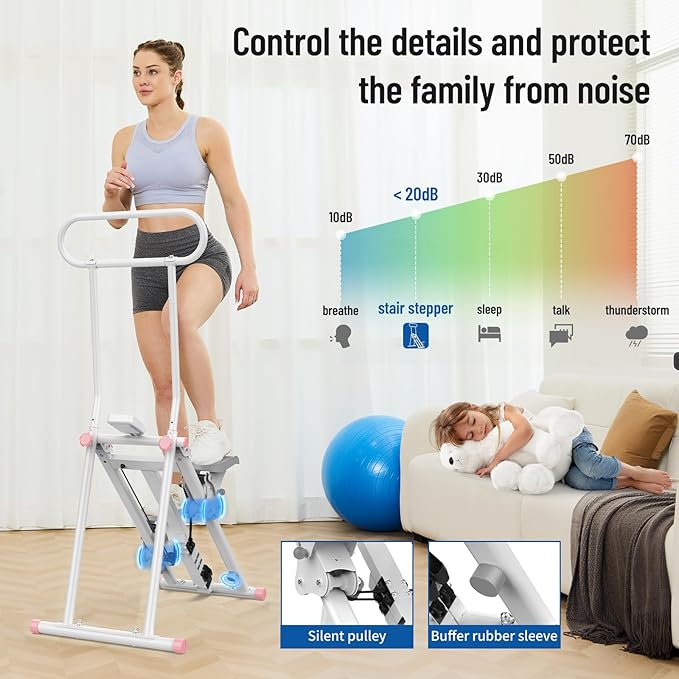 HXD-ERGO Stair Stepper for Home, New Version 6 Adjustable Resistance Vertical Climber Cardio Exercise Machine, Folding Stair Climber for Full Body Workout with Adjustable Handlebar for Women & Men