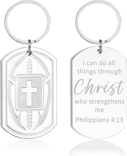 Stocking Stuffers- Football/Baseball/Soccer/Basketball Keychain for Men Baptism Confirmation Mens Gifts
