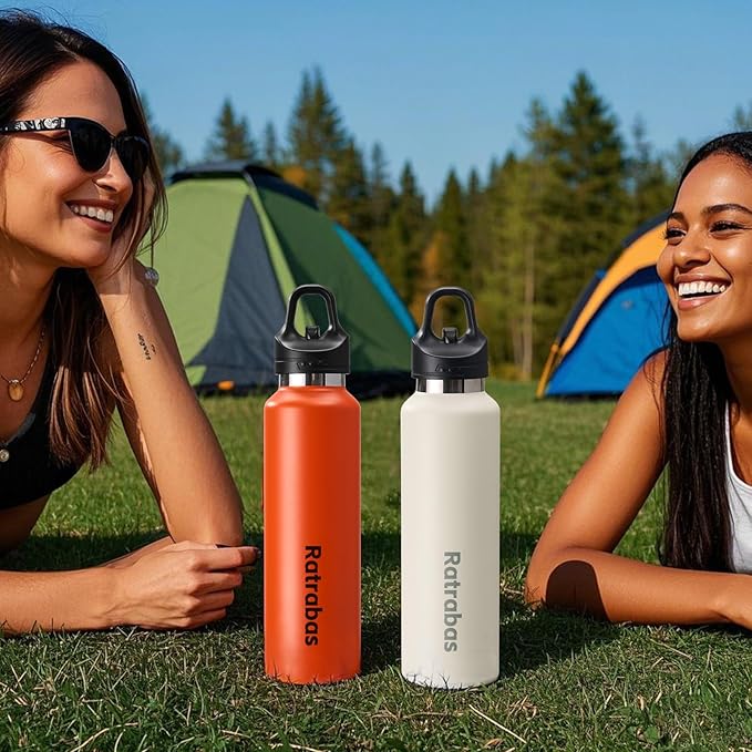 Insulated Water Bottle 21 OZ, Insulated Tumbler with One-Touch Open, Travel Water Bottle with Leak-Proof Design, Sports Water Bottle for Women & Men (White)