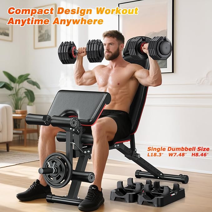 XDDIAS Adjustable Dumbbell Set of 2, 25/55/80LB Dumbbell Set-Fast Adjust Weights Set, 5/10/16 in 1 Free Weights Dumbbells Set with Anti-Slip Metal Handle, Compact Size for Men/Women Home Gym Equipment
