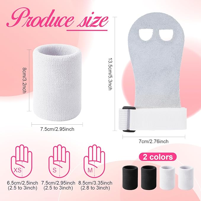 Soulchen 8 Pcs Gymnastics Grips Wristbands Gloves Gymnastic Hand Grips Gymnastic Bar Palm Protection Equipment Sports Accessories for Workout and Exercise