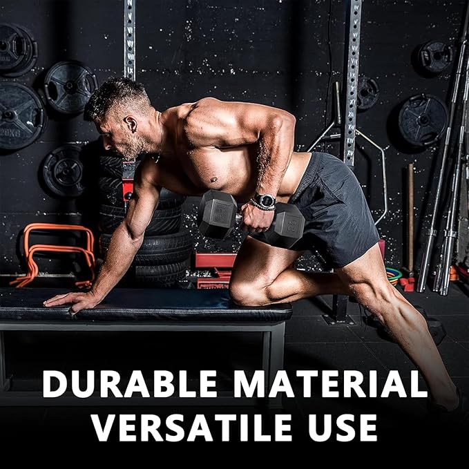 Yufer 6-10 Pair Iron and Rubber Coated Dumbbell Set 350/450/550 lbs 5-50 lbs Hand Free Weight for Strength Hex Rubber Weights with Vertical Storage Rack Fitness Home Gym Equipment