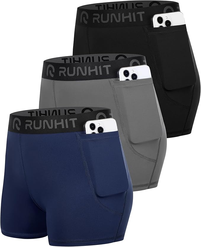 Runhit 3" Volleyball Shorts Womens 3 Pack Compression Shorts for Women Spandex Shorts Women Workout Athletic Yoga Gym