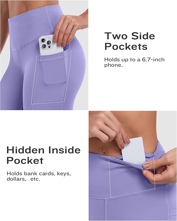 ATHVOTAR Biker Shorts Women with Pockets - 3"/5"/8" High Waisted Workout Spandex Tummy Control Gym Running Yoga Shorts